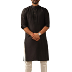 Designer Black Silk Kurta Pajama Set for Men | Partywear Indian Ethnic Outfit